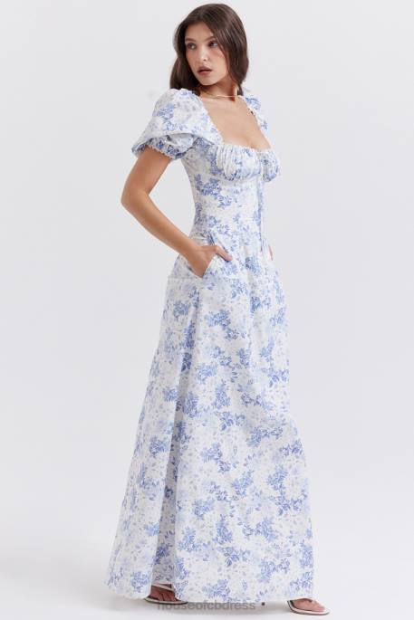 House of CB Felizia Blue Print Puff Sleeve Sundress Clothing 4H6N256