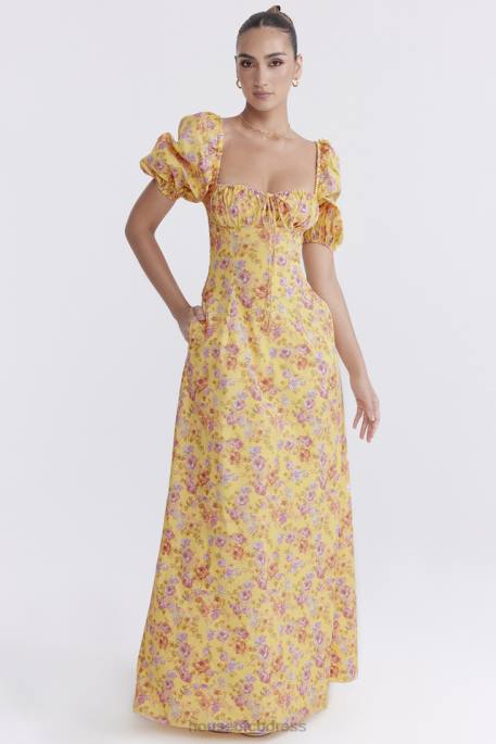House of CB Felizia Butter Print Puff Sleeve Sundress Clothing 4H6N247