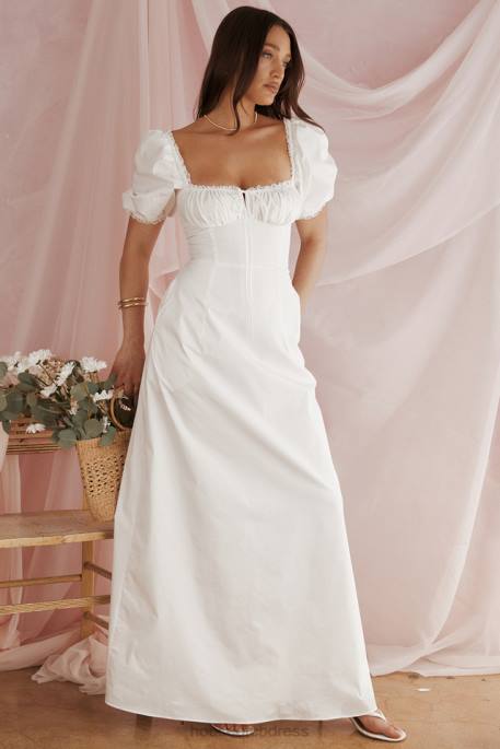 House of CB Felizia White Puff Sleeve Sundress Clothing 4H6N263