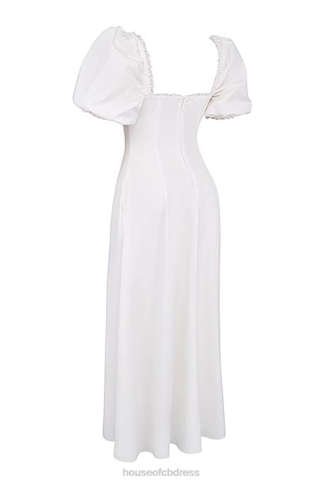 House of CB Felizia White Puff Sleeve Sundress Clothing 4H6N263