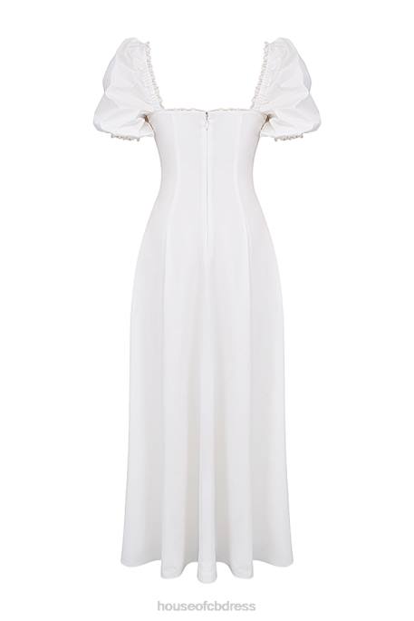 House of CB Felizia White Puff Sleeve Sundress Clothing 4H6N263