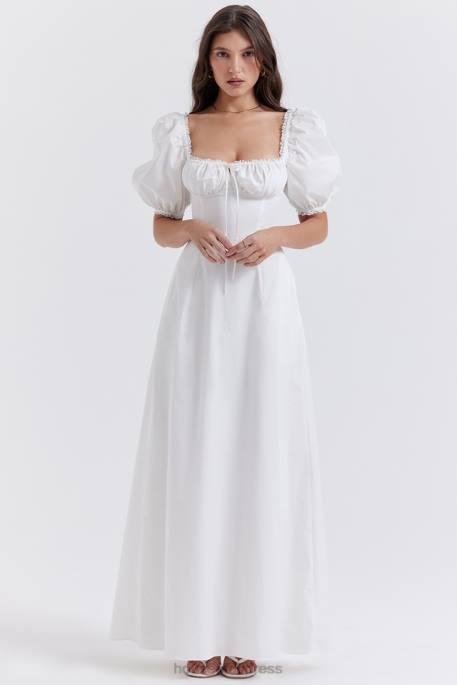 House of CB Felizia White Puff Sleeve Sundress Clothing 4H6N263