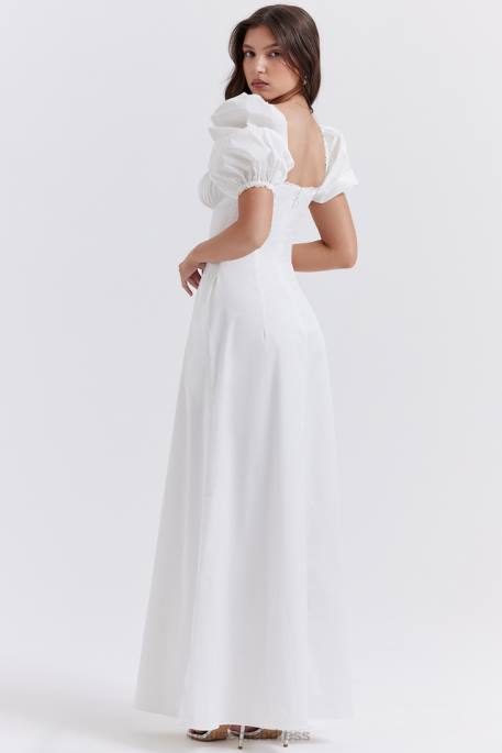 House of CB Felizia White Puff Sleeve Sundress Clothing 4H6N263