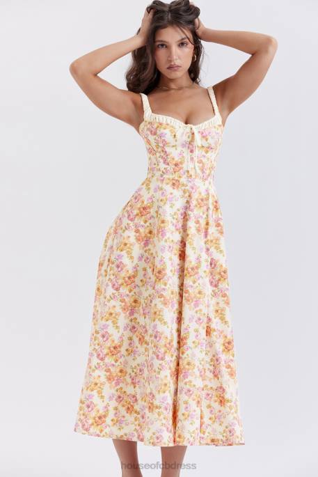 House of CB Sabrina Ivory Print Bustier Sundress Clothing 4H6N255