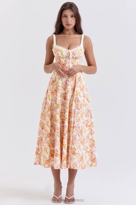 House of CB Sabrina Ivory Print Bustier Sundress Clothing 4H6N255