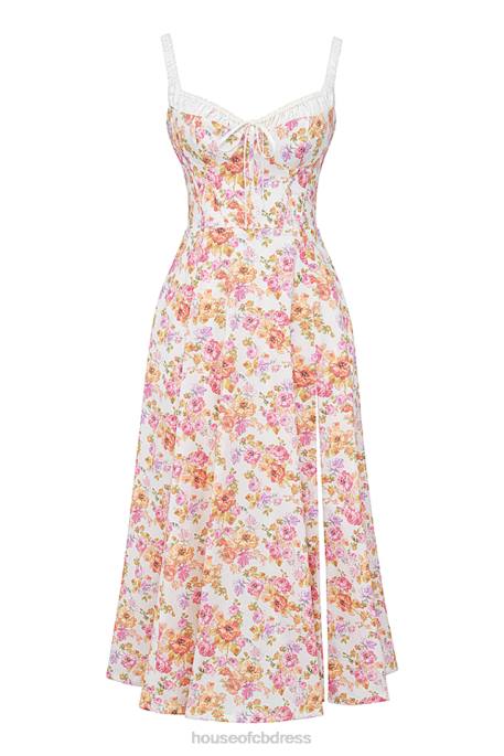 House of CB Sabrina Ivory Print Bustier Sundress Clothing 4H6N255