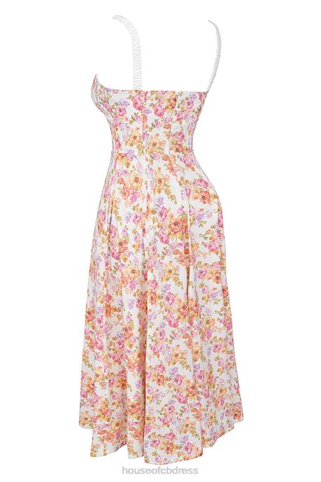 House of CB Sabrina Ivory Print Bustier Sundress Clothing 4H6N255