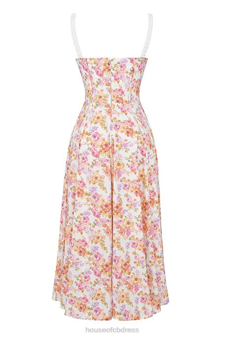 House of CB Sabrina Ivory Print Bustier Sundress Clothing 4H6N255