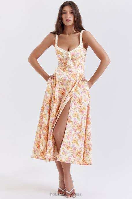 House of CB Sabrina Ivory Print Bustier Sundress Clothing 4H6N255
