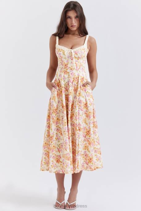 House of CB Sabrina Ivory Print Bustier Sundress Clothing 4H6N255