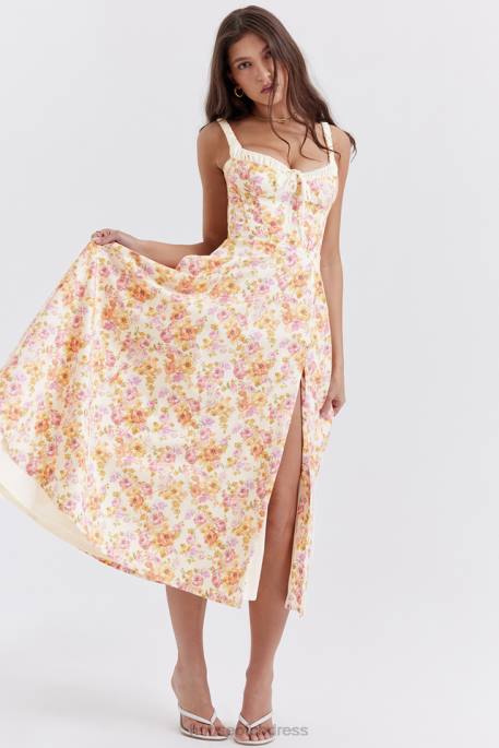 House of CB Sabrina Ivory Print Bustier Sundress Clothing 4H6N255