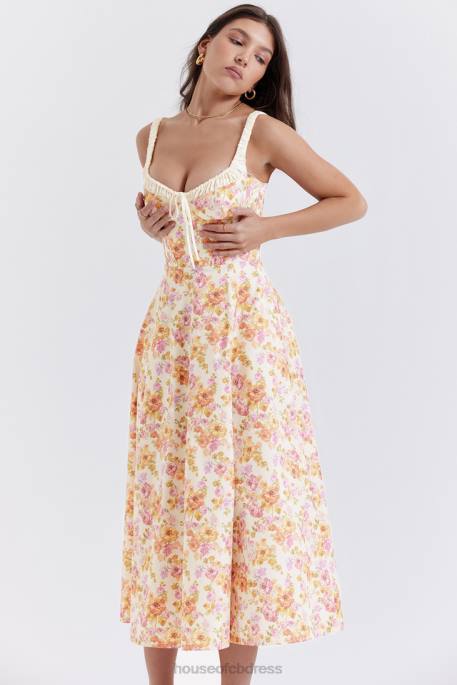 House of CB Sabrina Ivory Print Bustier Sundress Clothing 4H6N255