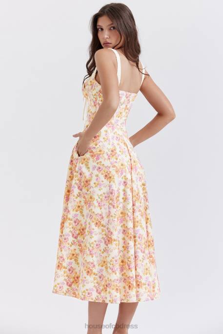 House of CB Sabrina Ivory Print Bustier Sundress Clothing 4H6N255