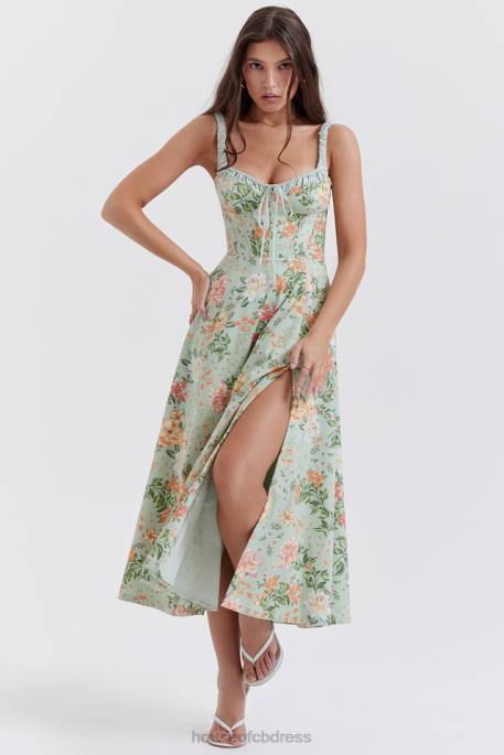 House of CB Sabrina Light Jade Print Bustier Sundress Clothing 4H6N249
