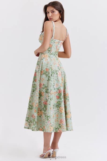 House of CB Sabrina Light Jade Print Bustier Sundress Clothing 4H6N249