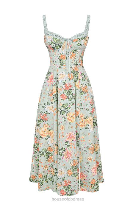 House of CB Sabrina Light Jade Print Bustier Sundress Clothing 4H6N249
