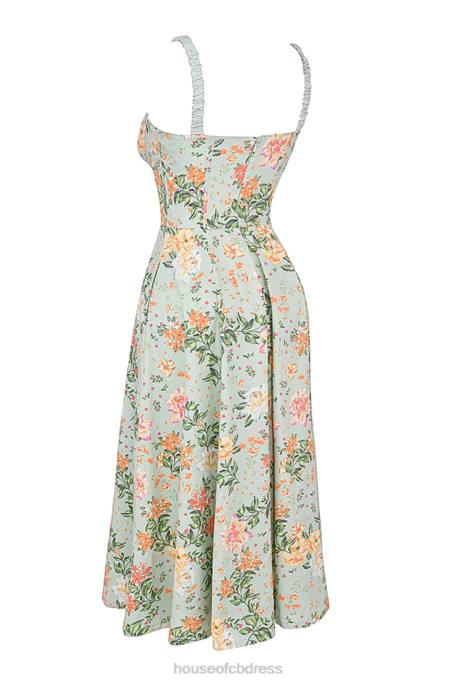 House of CB Sabrina Light Jade Print Bustier Sundress Clothing 4H6N249