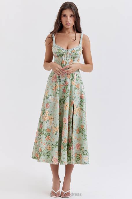 House of CB Sabrina Light Jade Print Bustier Sundress Clothing 4H6N249