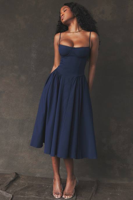 House of CB Samaria French Navy Corset Sundress Clothing 4H6N154