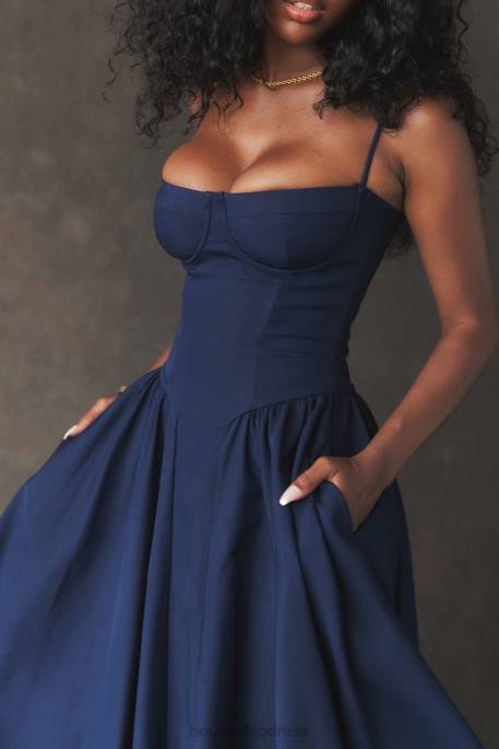 House of CB Samaria French Navy Corset Sundress Clothing 4H6N154