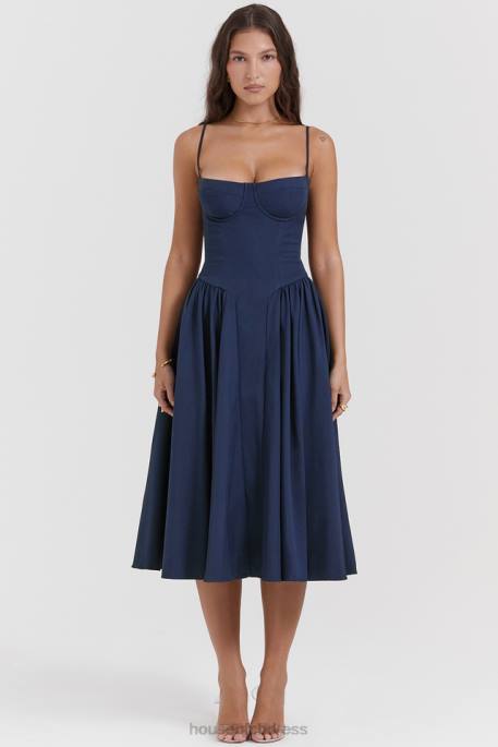 House of CB Samaria French Navy Corset Sundress Clothing 4H6N154
