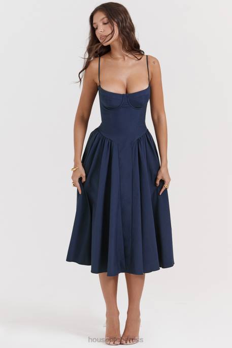 House of CB Samaria French Navy Corset Sundress Clothing 4H6N154