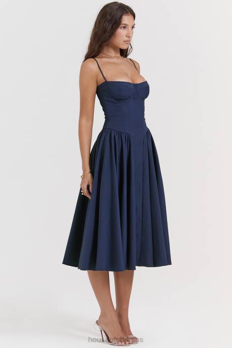 House of CB Samaria French Navy Corset Sundress Clothing 4H6N154