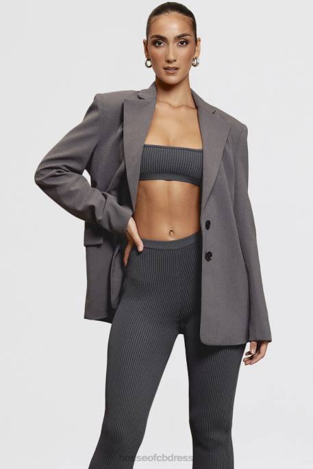 House of CB Aline Dark Grey Oversized Blazer Clothing 4H6N1040