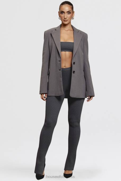 House of CB Aline Dark Grey Oversized Blazer Clothing 4H6N1040