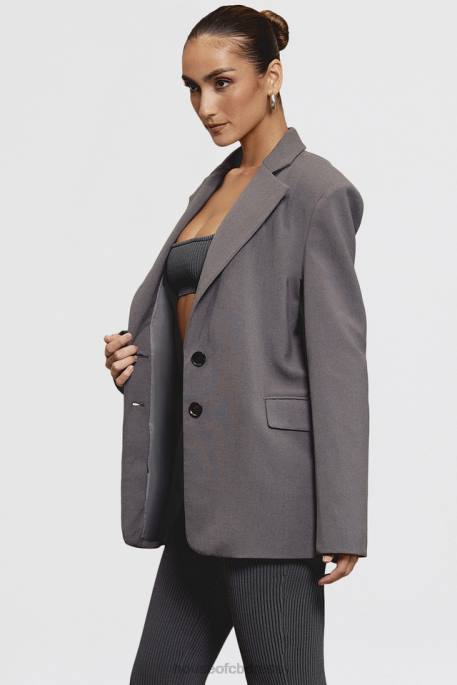 House of CB Aline Dark Grey Oversized Blazer Clothing 4H6N1040