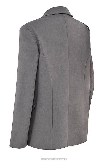 House of CB Aline Dark Grey Oversized Blazer Clothing 4H6N1040