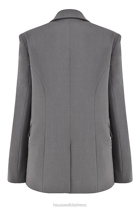 House of CB Aline Dark Grey Oversized Blazer Clothing 4H6N1040
