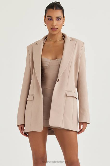 House of CB Marta Latte Oversized Blazer Clothing 4H6N1043