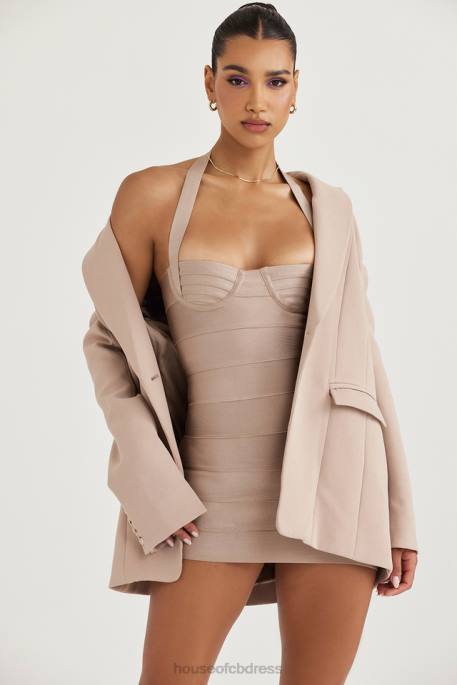 House of CB Marta Latte Oversized Blazer Clothing 4H6N1043