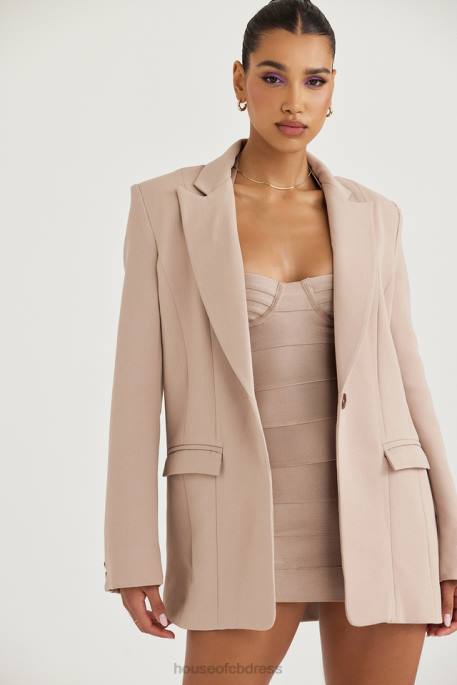 House of CB Marta Latte Oversized Blazer Clothing 4H6N1043