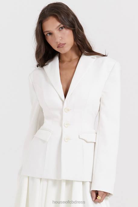 House of CB Sariah Ivory Contour Tailored Blazer Clothing 4H6N1029