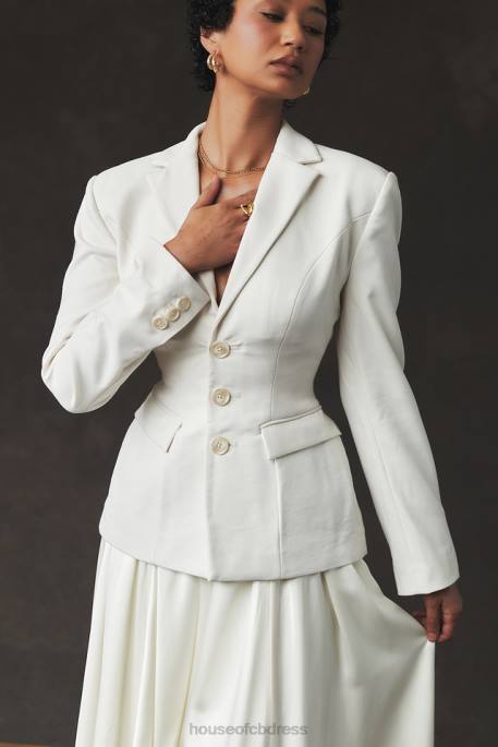 House of CB Sariah Ivory Contour Tailored Blazer Clothing 4H6N1029