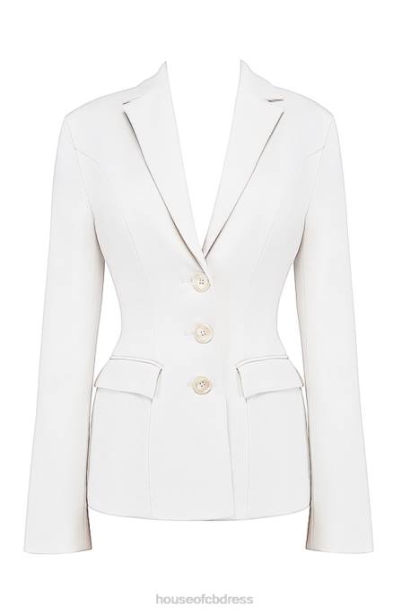 House of CB Sariah Ivory Contour Tailored Blazer Clothing 4H6N1029