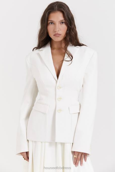 House of CB Sariah Ivory Contour Tailored Blazer Clothing 4H6N1029