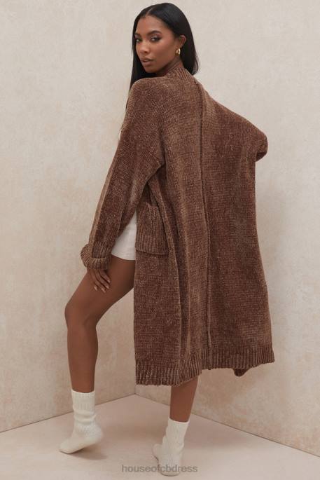 House of CB Celine Chocolate Chenille Slouchy Cardigan Clothing 4H6N1048