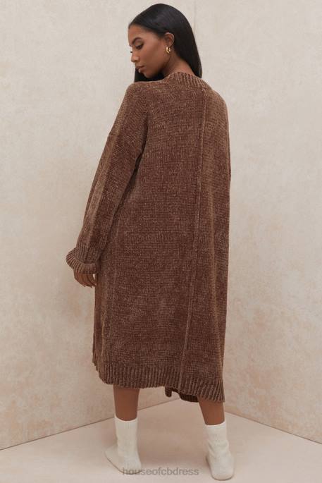 House of CB Celine Chocolate Chenille Slouchy Cardigan Clothing 4H6N1048