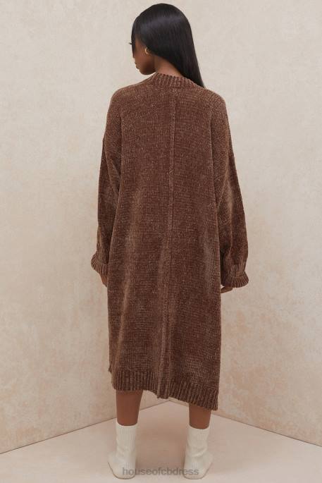 House of CB Celine Chocolate Chenille Slouchy Cardigan Clothing 4H6N1048