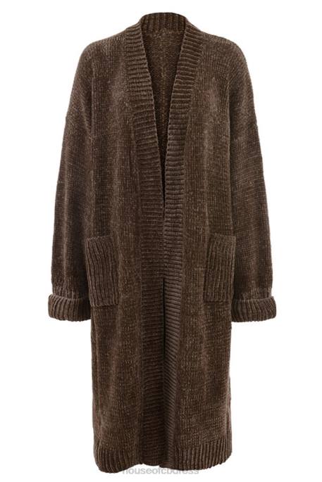 House of CB Celine Chocolate Chenille Slouchy Cardigan Clothing 4H6N1048