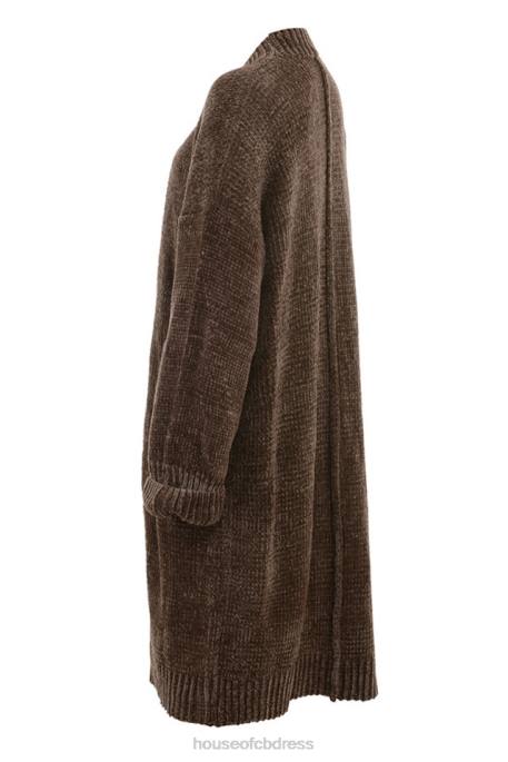 House of CB Celine Chocolate Chenille Slouchy Cardigan Clothing 4H6N1048