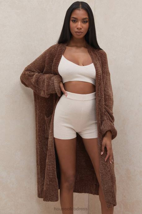 House of CB Celine Chocolate Chenille Slouchy Cardigan Clothing 4H6N1048