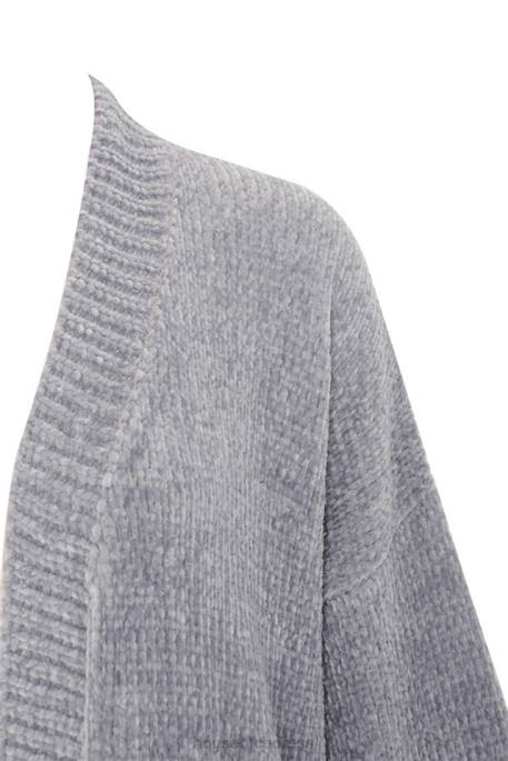 House of CB Celine Grey Chenille Slouchy Cardigan Clothing 4H6N1053