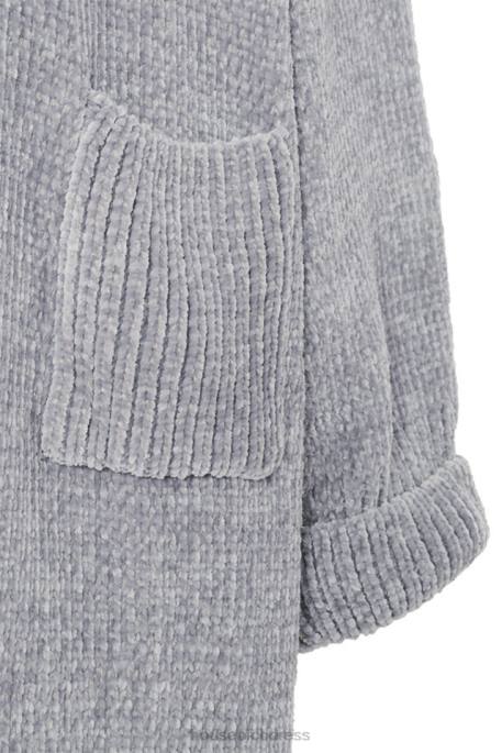 House of CB Celine Grey Chenille Slouchy Cardigan Clothing 4H6N1053