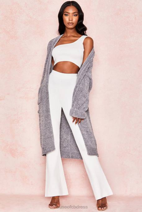 House of CB Celine Grey Chenille Slouchy Cardigan Clothing 4H6N1053