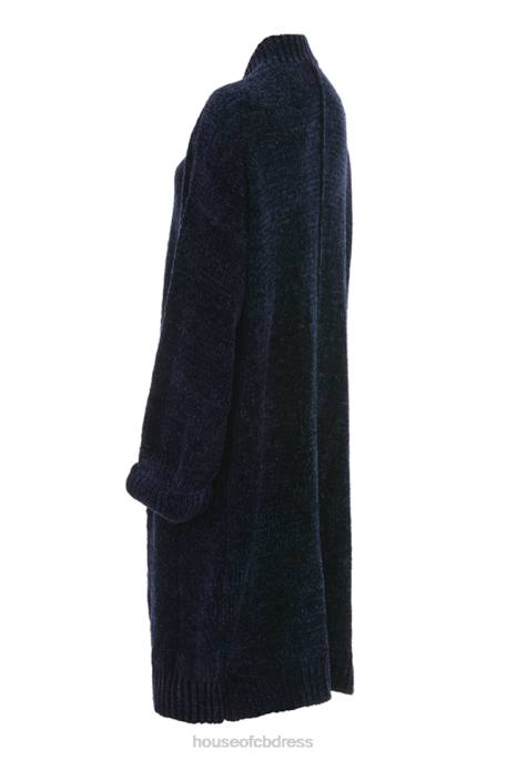 House of CB Celine Navy Chenille Slouchy Cardigan Clothing 4H6N1044
