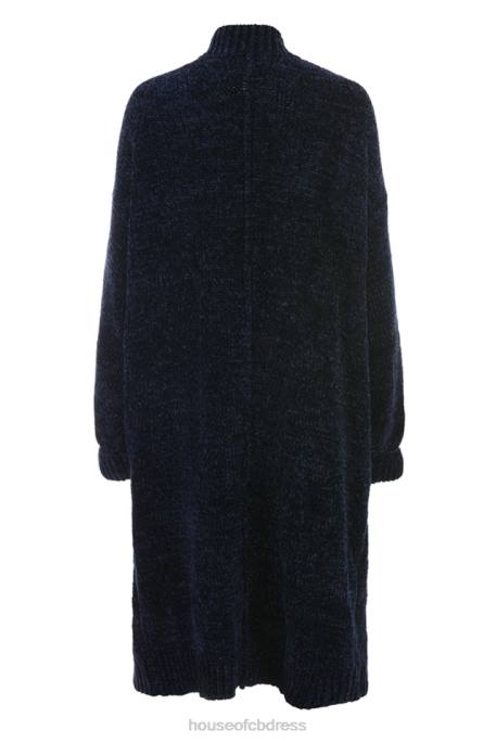 House of CB Celine Navy Chenille Slouchy Cardigan Clothing 4H6N1044